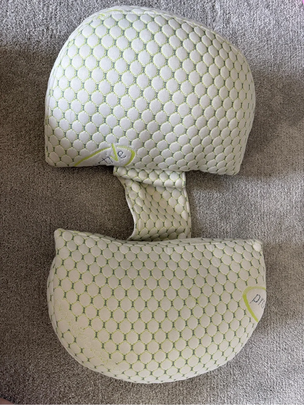 White & Lime Green Quilted pregnancy Pillow